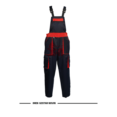 لباس کار دوبنده مدل دار سرمه ای قرمز