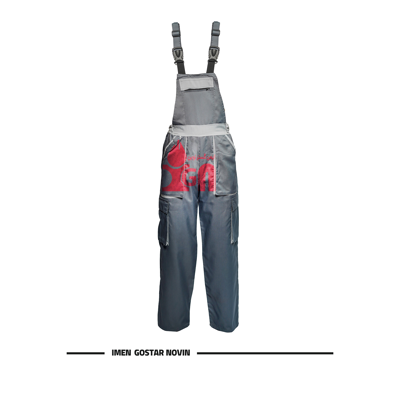 لباس کار دوبنده مدل دار طوسی